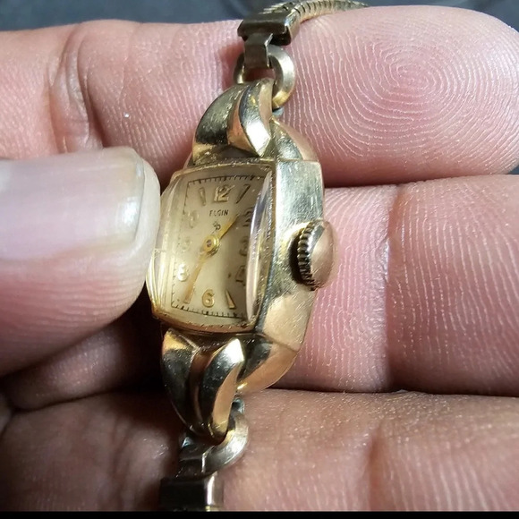 Vintage Elgin Ladies Cocktail Mechanical Wind Up Watch 10k Gokd Plated Working - Picture 4 of 9